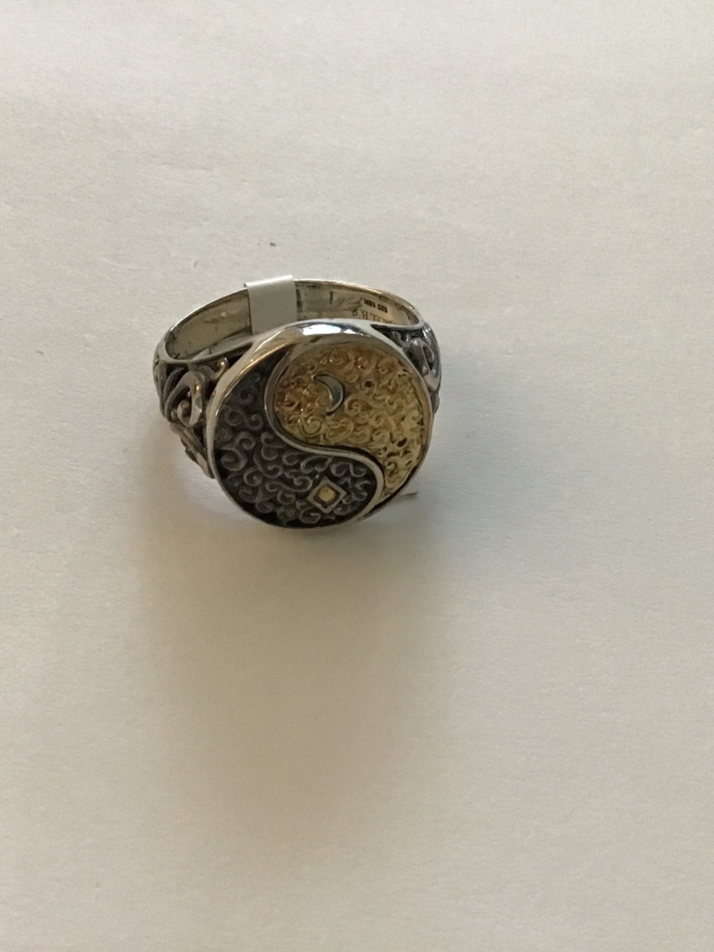 Yin & Yang mans / unisex ring 18k gold & sterling -size 9